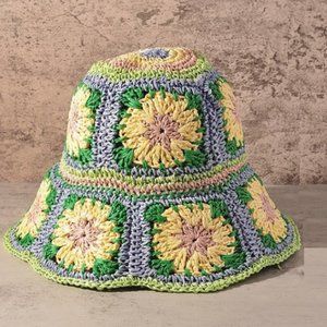 Crochet Granny Square Bucket Sun Hat